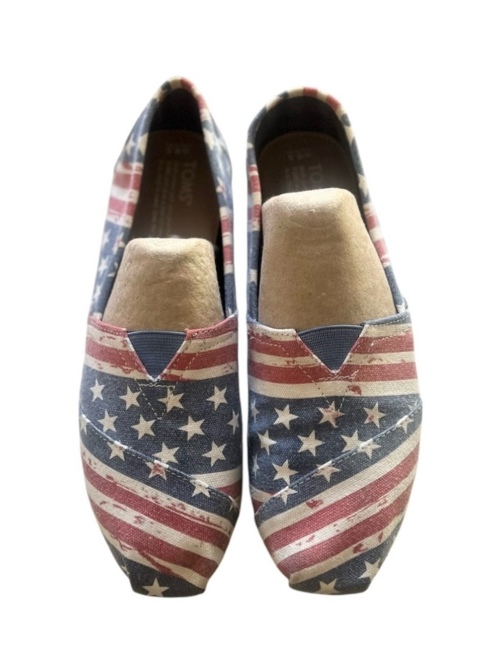 Toms Stars & Stripes Canvas Slip Ons Red White Blue 9.5